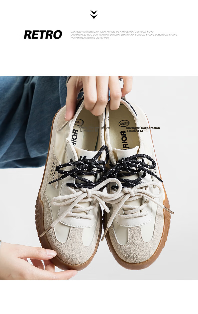 Huili Official Women's Sneakers, Summer 2026 Women's Shoes, Retro Trendy Comfortable Dexun Shoes for Women, Beige And Black, Size 37 9