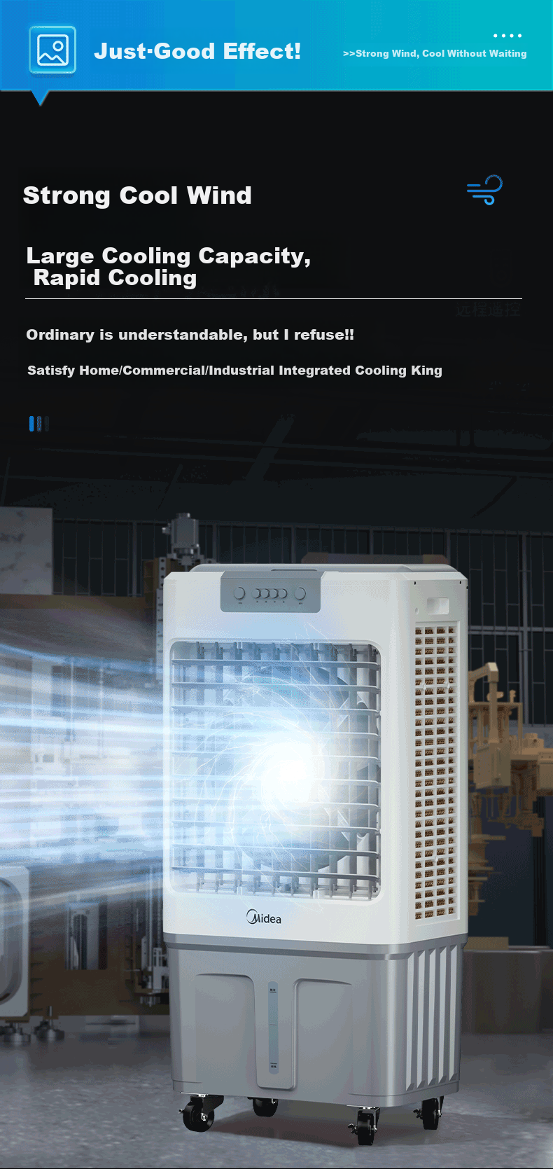 Midea Air Cooler, Industrial Cooling Fan, Powerful Cooling Water-Cooled Air Conditioner with Ice Pack, Commercial Cooling Machine for Large Areas, AC320-23A 4