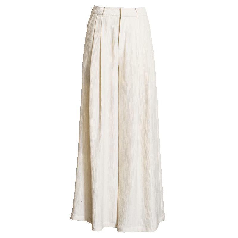 ROEYSHOUSE Women's Textured Loose Straight-Leg Pants Summer Casual Versatile Wide-Leg Trousers 11314 Apricot L