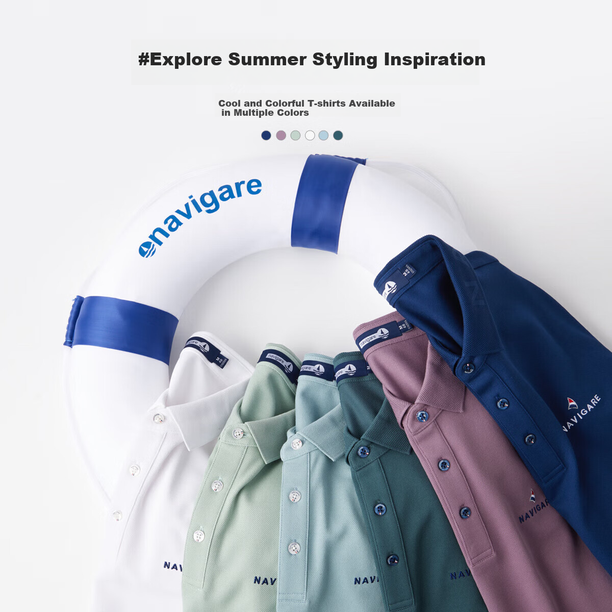 Navigare Small Sailboat Sports Outdoor Polo Shirt for Men, Summer Sweat-Free Cool-Feeling Short-Sleeve POLO Shirt 1325524565 M