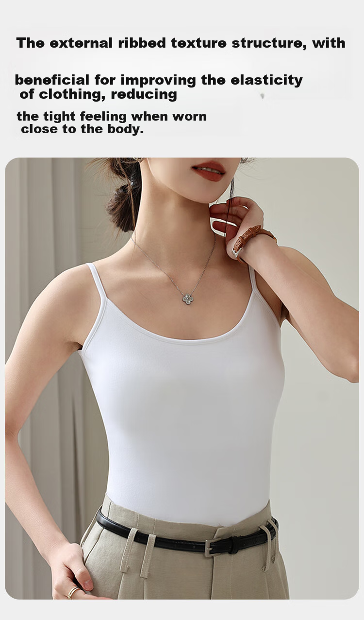 MiiOW Women's Camisole Bra with Built-In Pads, Beautiful Back Inner Wear Undershirt T-Shirt Spring/Summer 2026 White L 4