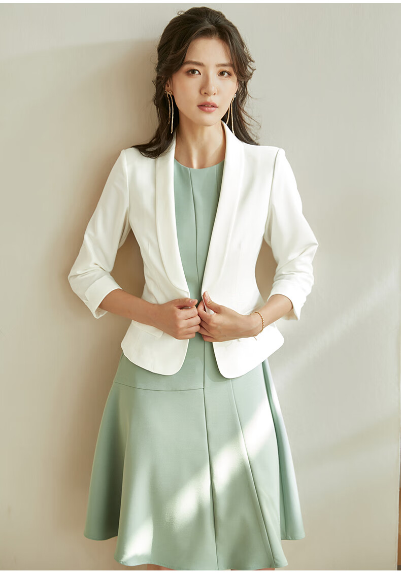 ROEYSHOUSE Women's Professional High-End Spring Suit Slim Fit Short Blazer 09363 White S 8