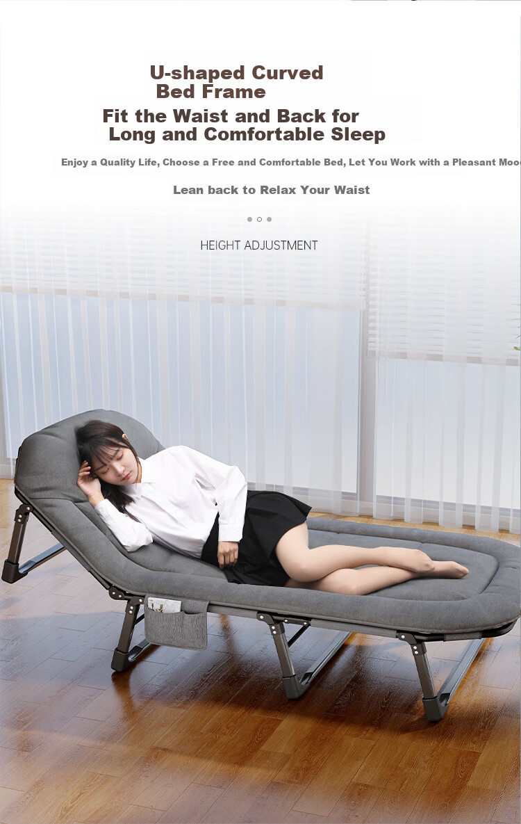 OKeefe Nap Pro Folding Bed, Single Bed, Multifunctional Camp Bed, Lounge Chair, Accompanying Bed, Office Nap Bed, Giant Back Support 2