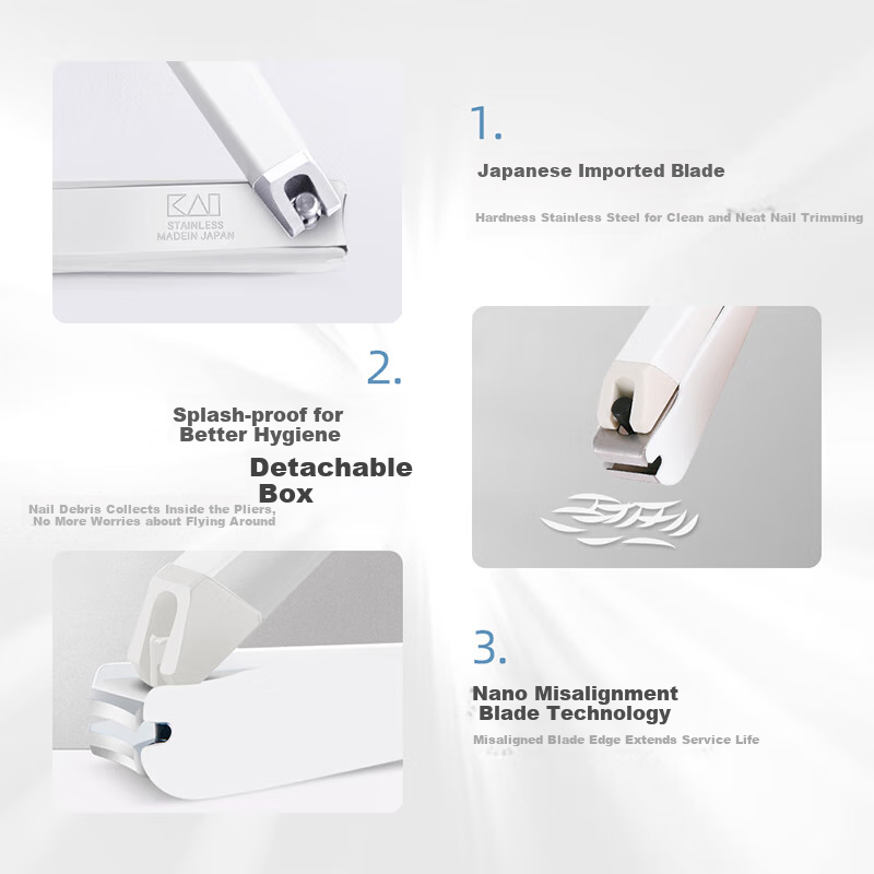 Beiyin Imported Anti-Dust Nail Clipper, Stainless Steel Nail Scissors (White), Medium And Small Sizes, Approximately 7.4cm