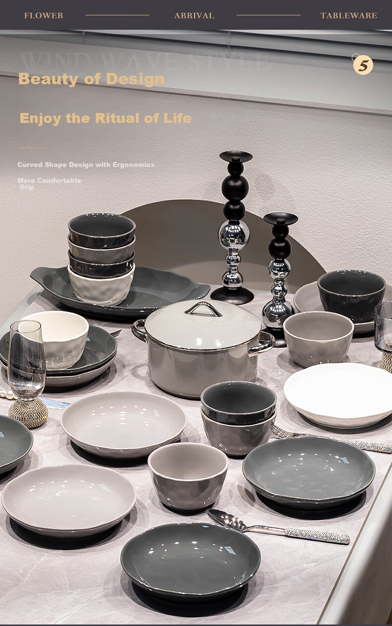 KANGMO New Light Luxury Nordic Style Ceramic Dinnerware Set, Moving Gift Set, Karlos 20-Piece Set 7