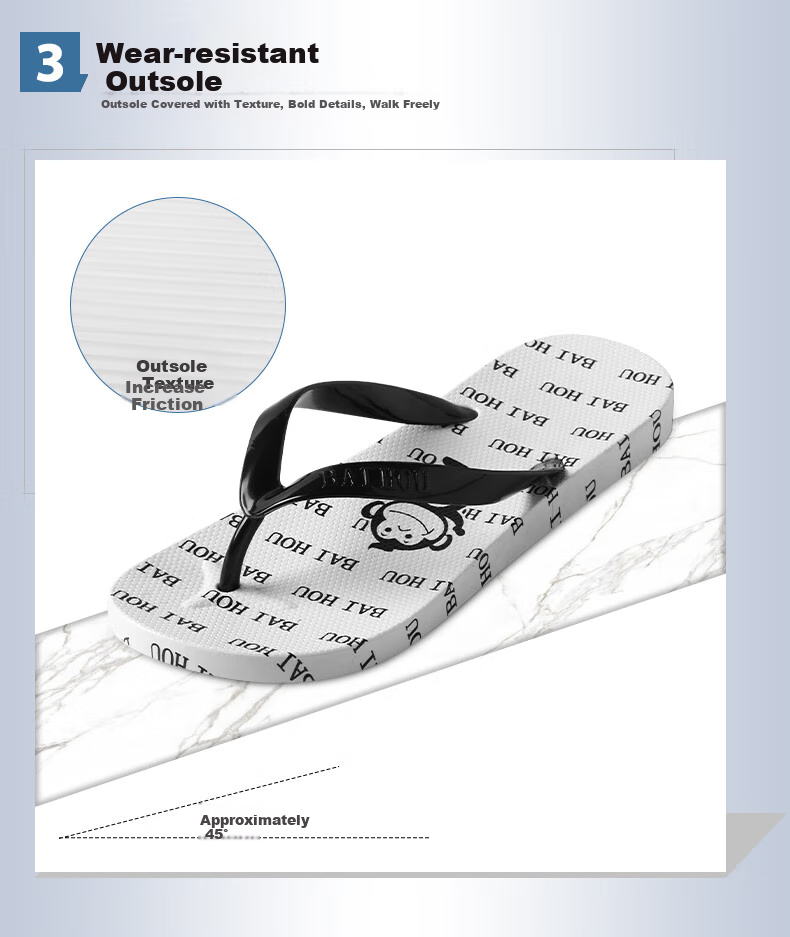 BAIHOU Men's Flip-Flops, All-Season Outdoor Cartoon Black And White Printed Beach Sandals, R-17 Black Size 38-39 8