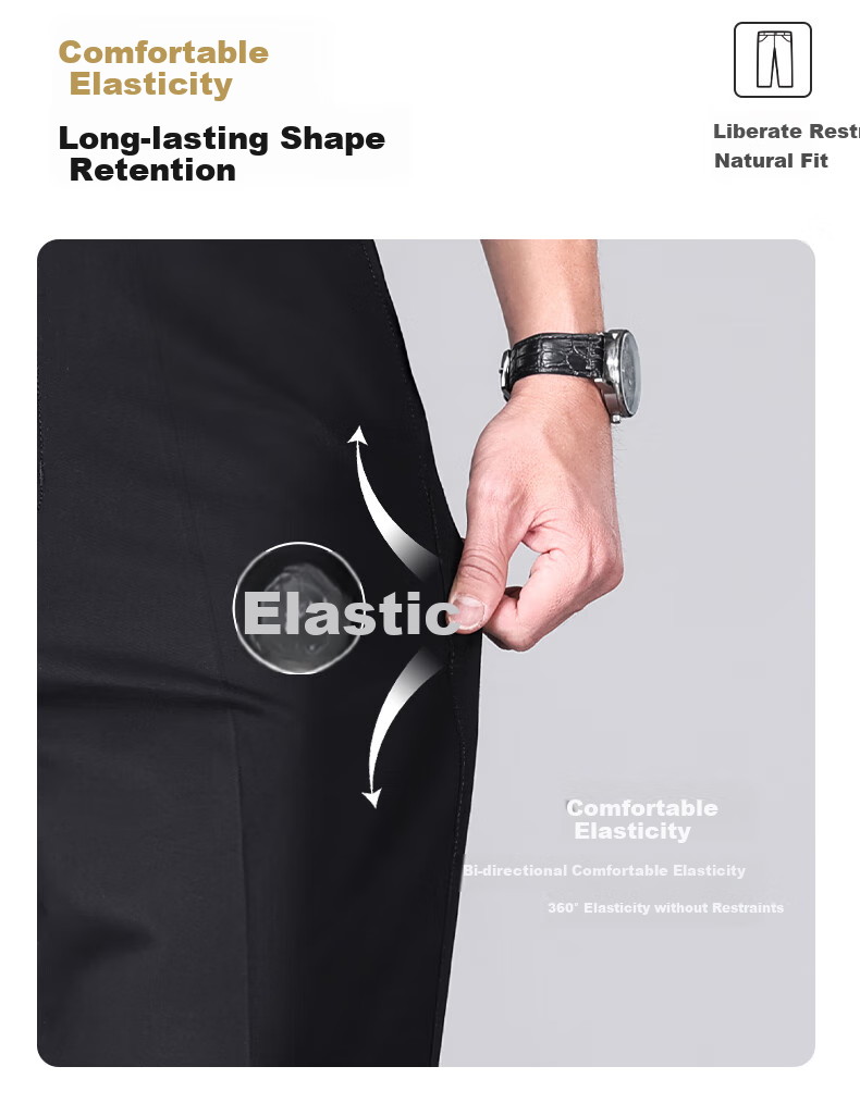 MUSHILANG [100% Pure Cotton] Men's Dress Pants, Autumn And Winter Thick Style, Wrinkle-Resistant, No-Iron, Large Size, Solid Color, Middle-Aged Business Casual Pants for Me 7