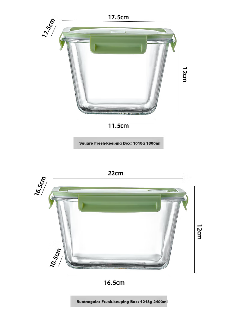 CRISTALGLASS Large Capacity Refrigerator Storage Container Microwave-Safe Glass Airtight Jar for Pickles, Peppers, Chicken Feet Storage 1.8L 9