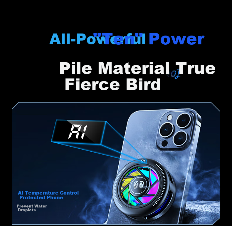 WITGOER [Three-In Phone Cooler] Wireless Charging Cooling Magnetic Flat Gaming Phone Stand Clip for E-Sports Live Streaming Semiconductor Cooling Compatible with Apple 14