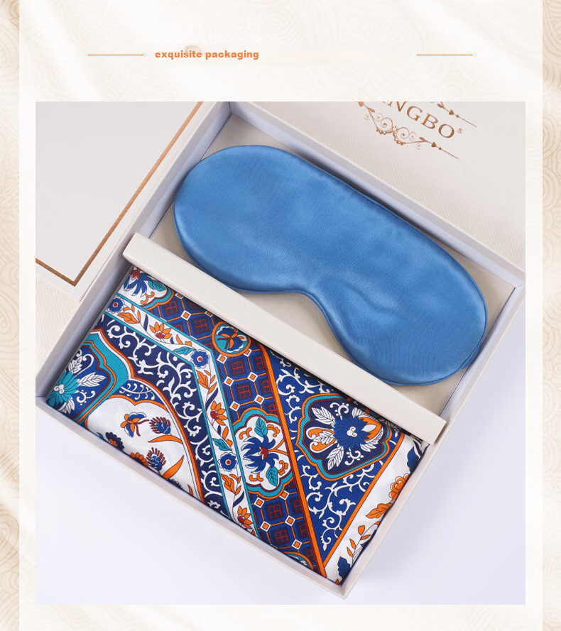 SANGBO Double-Sided Silk Scarf Eye Mask Gift Box for Women, Birthday Present for Leaders, Mothers, Elders, Girlfriends, Classical Carriage Desig 8