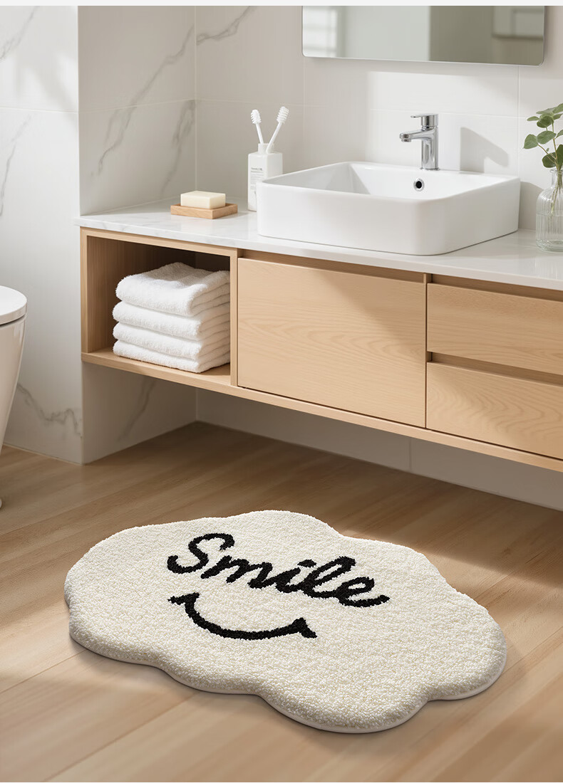 Dajiang "Yun Xiao Huan Yan" Smiley Co-Branded Bathroom Mat, Entrance Doormat, Absorbent Foot Mat, 50x80cm 6
