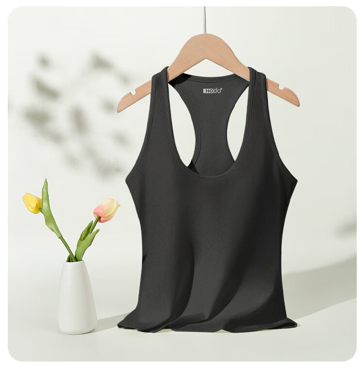 Hongdou Women's Lyocell Cotton Cooling Silky Padded Yoga Sports Racerback Tank Top 13