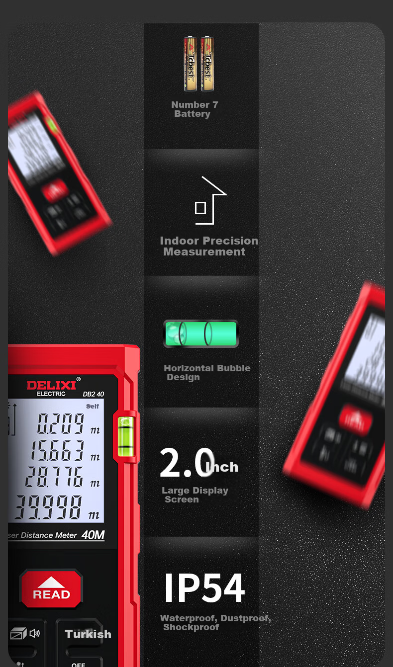 DELIXI ELECTRIC Laser Distance Meter Upgraded High-Precision Electronic Tape Measure with Projection Line 50m Range 7
