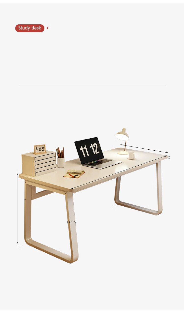 L&S Computer Desk Home Desktop Gaming Study Office Writing Desk BGZ786 Cream White 140cm 9