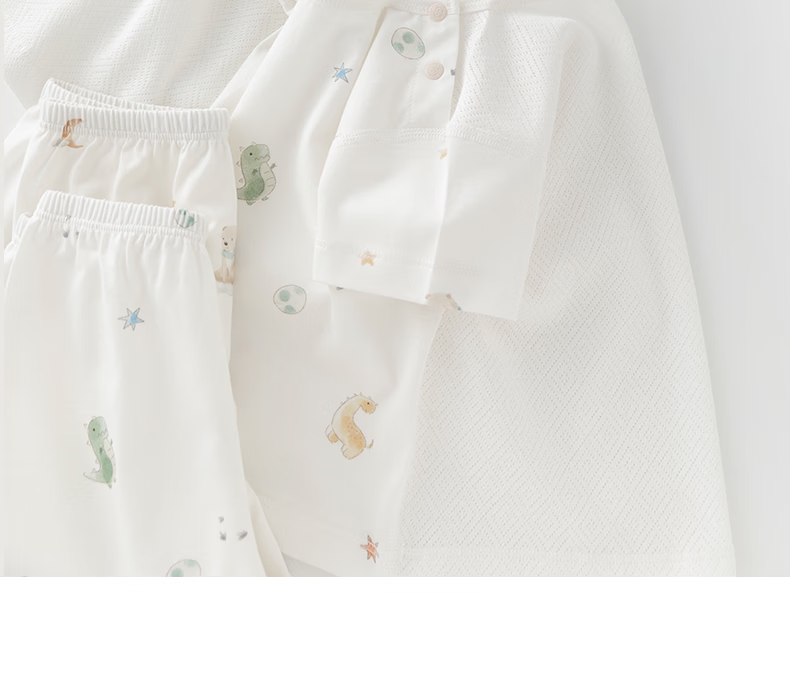 Guaiqixiong Baby Short-Sleeve Shorts Two-Piece Set, Summer Thin Pure Cotton Home Wear Clothes And Pants, Children's T-Shirt Set 9