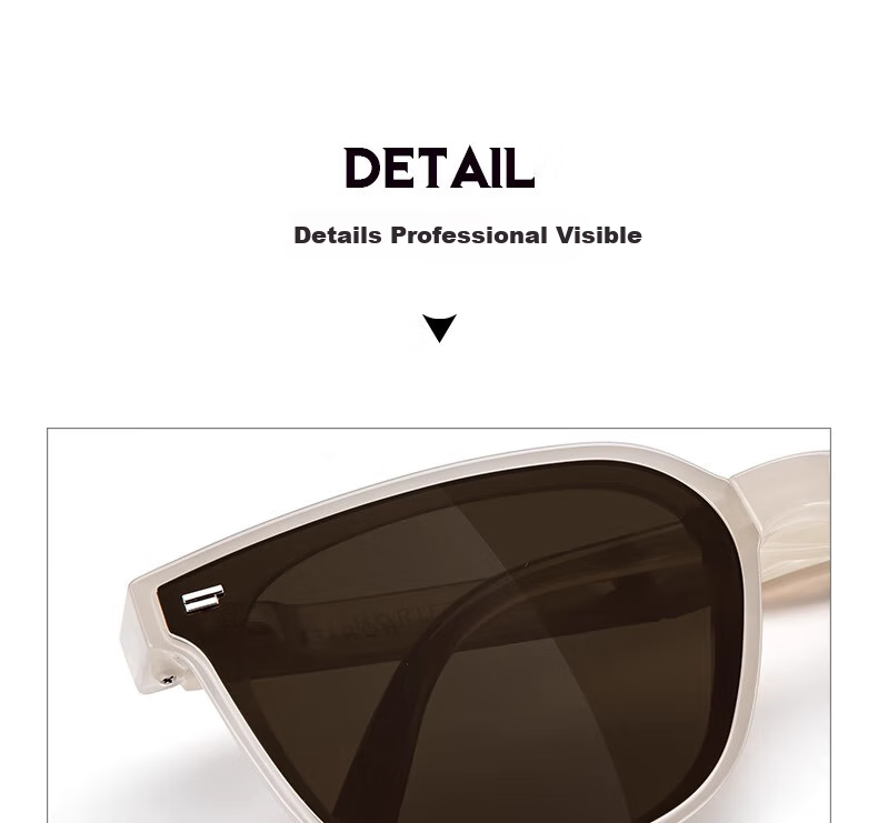 HORIEN Milk Tea Color Sunglasses Make Face Look Smaller, UV Protection, Summer Folding Sunglasses for Men And Women, Driving Sun Protection, High-End Large Frame Glasses 17