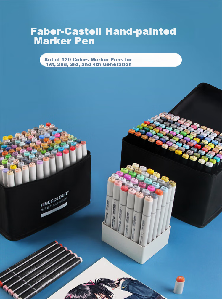 FINECOLOUR Second Generation Dual-Tip Markers, Standard 120 Colors Set, Alcohol-Based Watercolor Pens for Students, Drawing And Design, Watercolor Pens for Art Education And Painting 1