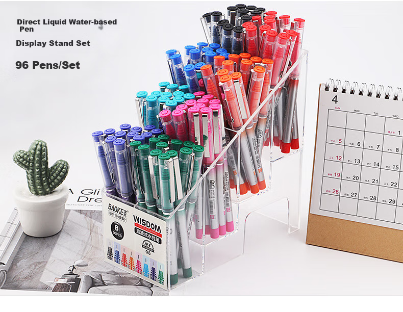 BAOKE BK111A 0.5mm Liquid Gel Pen Full Needle Tube Student Exam Quick-Dry Signature Pen Black 12pcs/Box 10