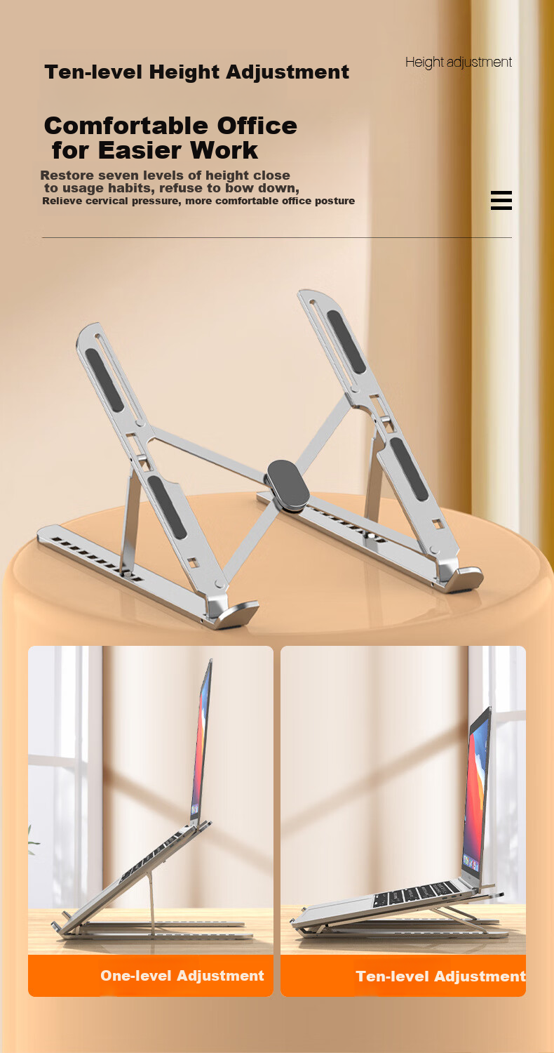 JPLAYER Laptop Stand, Computer Cooling Stand, Foldable Height-Increasing Stand, Portable Adjustable Vertical Handheld Laptop Stand, for Gaming Laptops, Apple Mac, Lenovo Legion, Huawei Computers, Black 3