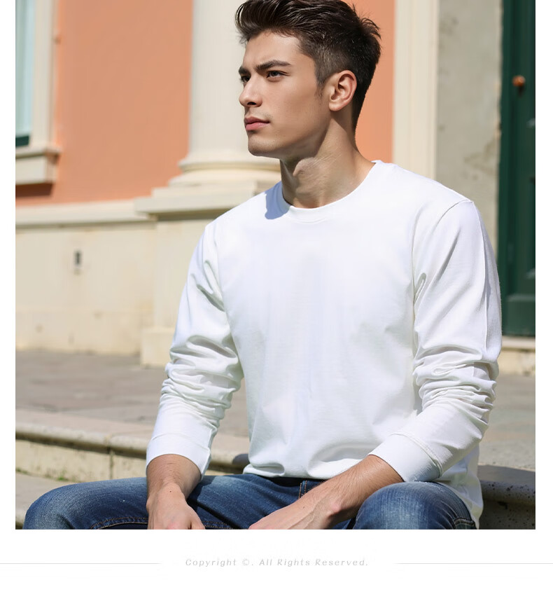 ROMON Men's Spring and Autumn Cotton Loose Long Sleeve Casual Fashion Pullover Sweatshirt 6
