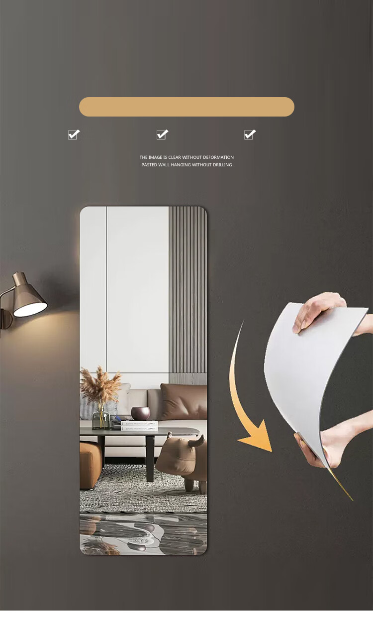 Huakaizhixing Full-Length Mirror, Wall-Mounted Dressing Mirror, Soft Acrylic Mirror for Dormitory And Home Use, JY61, 40*120cm 2