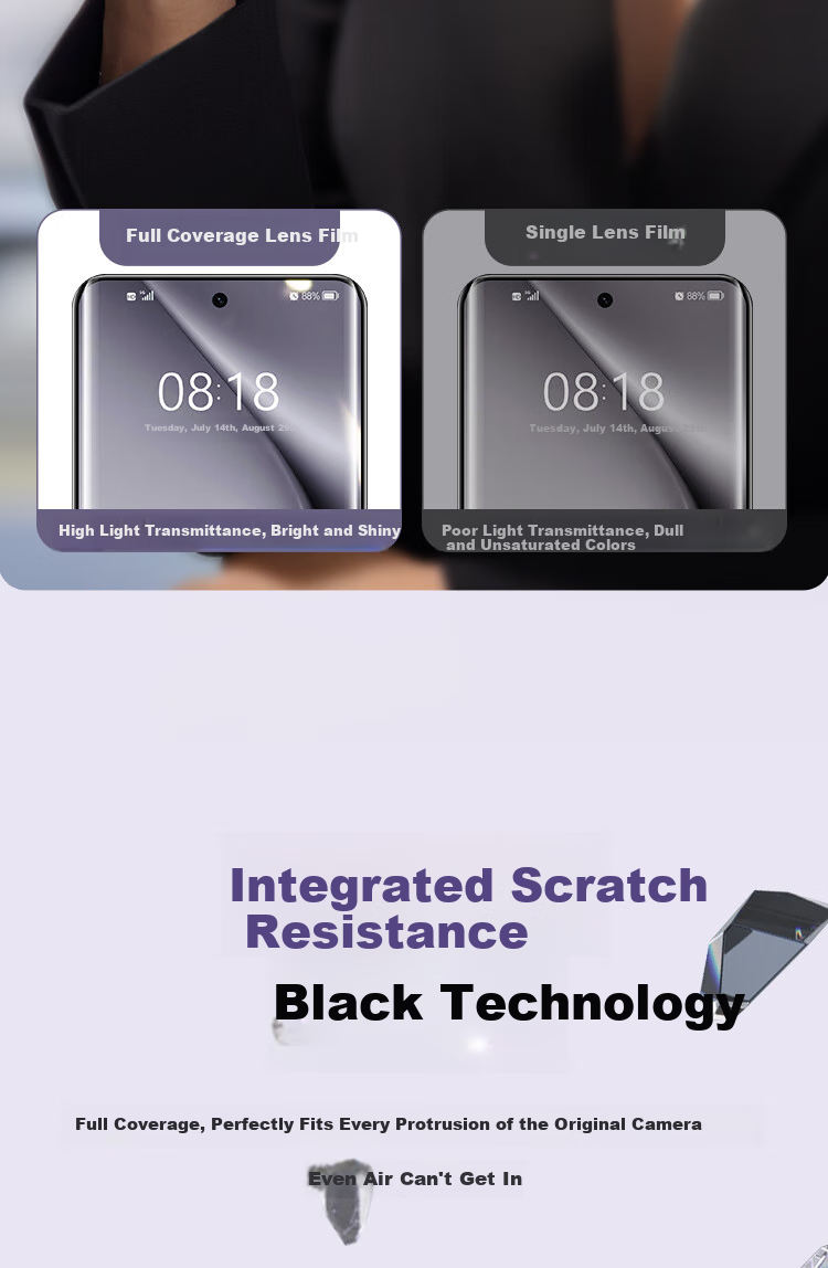 BASEUS Camera Lens Protector for Huawei P70 Pro, Full Coverage Anti-Drop Anti-Scratch Anti-Glare Tempered Glass Film for Rear Camera, 2-Pack 6