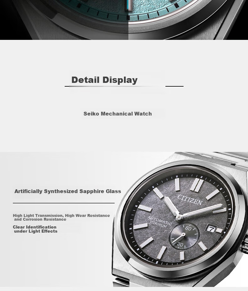 CITIZEN Watch for Men, Japanese-Korean Style, Automatic Mechanical Movement, Date Display Dial, Retro Shibo Titanium, Gift for Boyfriend, NJ0180-80M 13