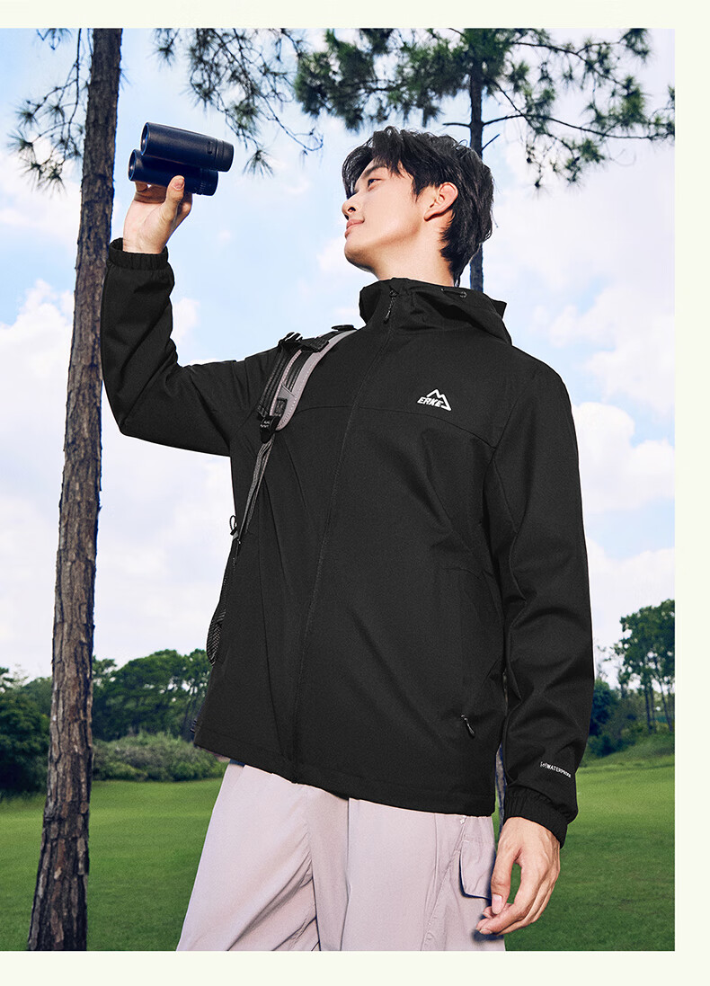 ERKE Men's Spring Windbreaker Jacket Hooded Windproof Cuffed Casual Outdoor Running Cycling Coat 11