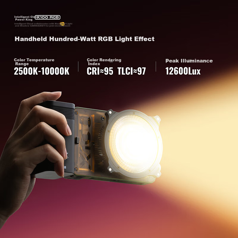 Светодиодный заполняющий свет Zhiyun X100RGB, 100 Вт, полноцветный, профессиональный COB, для фото- и видеосъемки, прямой трансляции, портретов, наружного освещения, атмосферной фотографии