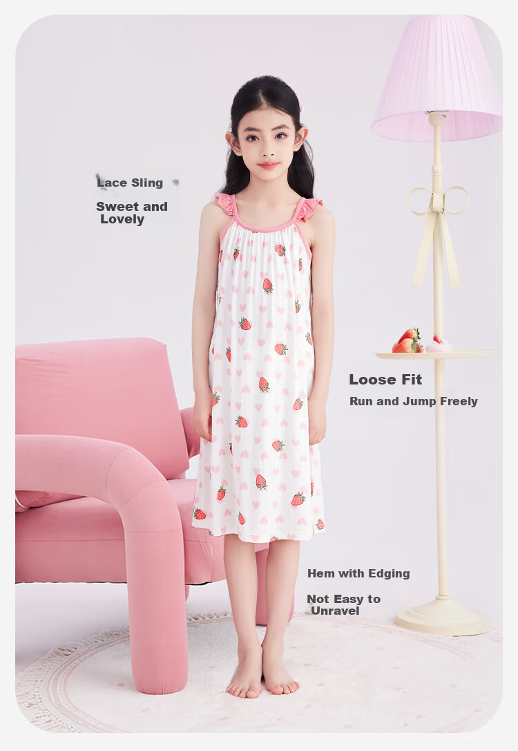 DEESHA [Class A Youkesi] 7A Antibacterial Sweet Princess Style Comfortable Breathable One-Piece Nightgown Cool-Feeling Loungewear Dress 1