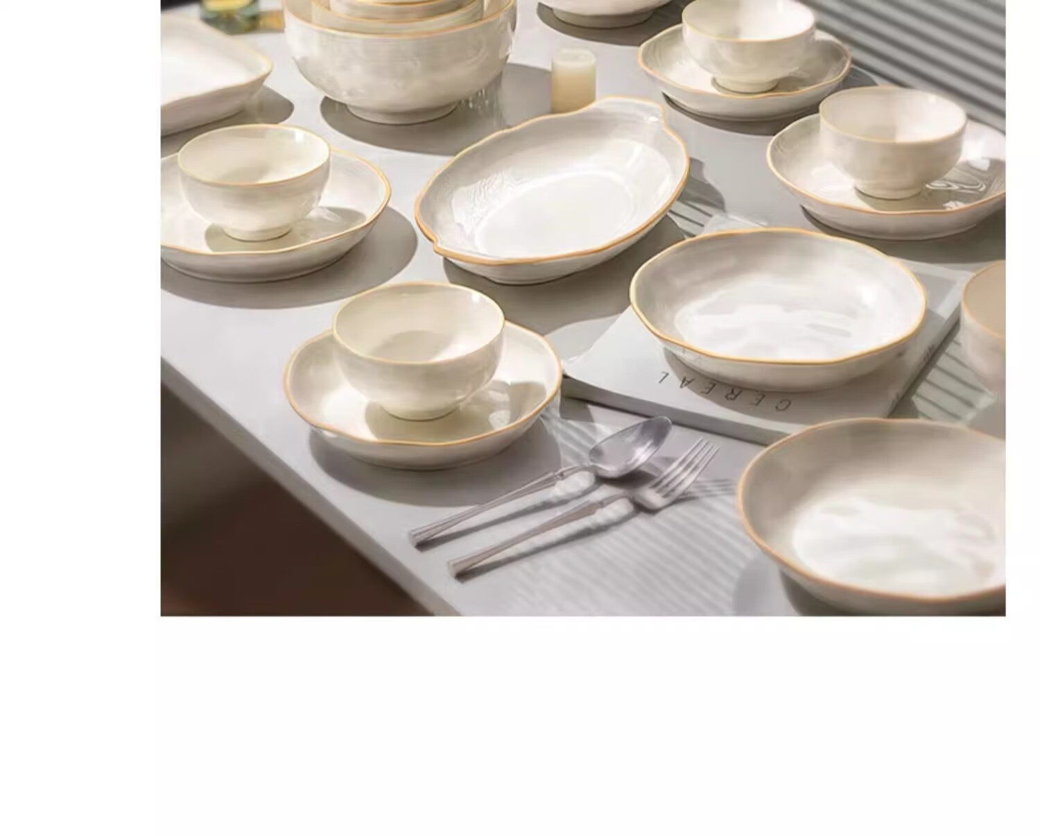 CERAMICS Bowl And Plate Set, Household Underglaze Ceramic Tableware, Complete Dinnerware Set, Housewarming Gift, Ruxian 38-Piece Gift Box Set 6