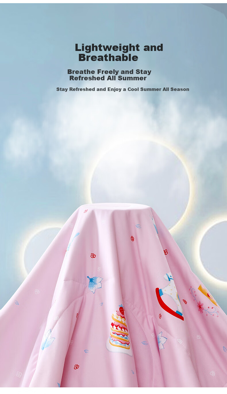 Fuannaertong Infant Class A 51% Soybean Fiber, Antibacterial Anti-Mite Brushed Printed Summer Quilt, 115*150cm 6