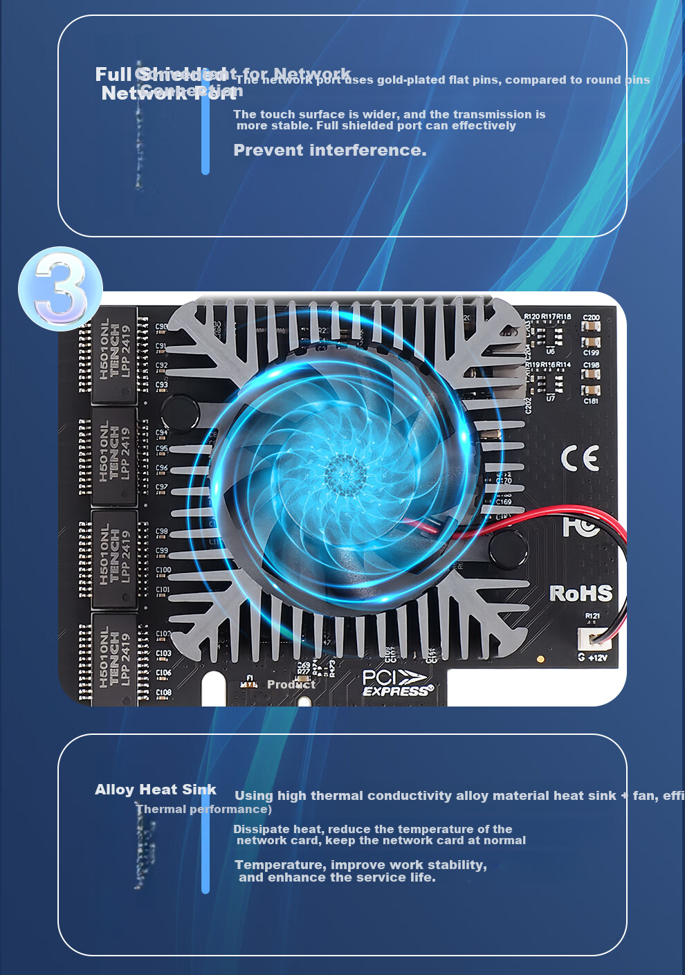 FLYBISH NA226-T4A2, PCIe X4 2.5G Network Card, Gaming E-Sports 2500M, Desktop Wired Intel I226-V Chip, NAS Soft Router, Qunhui 11