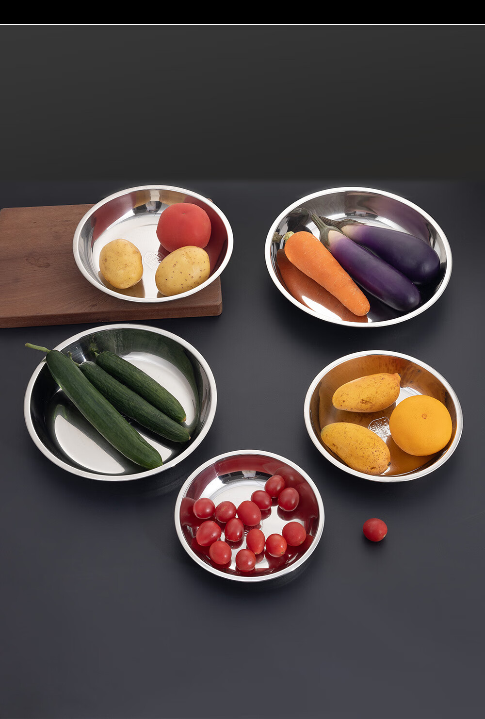 Golden Key 304 Stainless Steel Thickened Shallow Round Tray Commercial Kitchen Prep Bowl 22cm Vegetable Washing Household Food Prep Basin GK-Z22B2 10