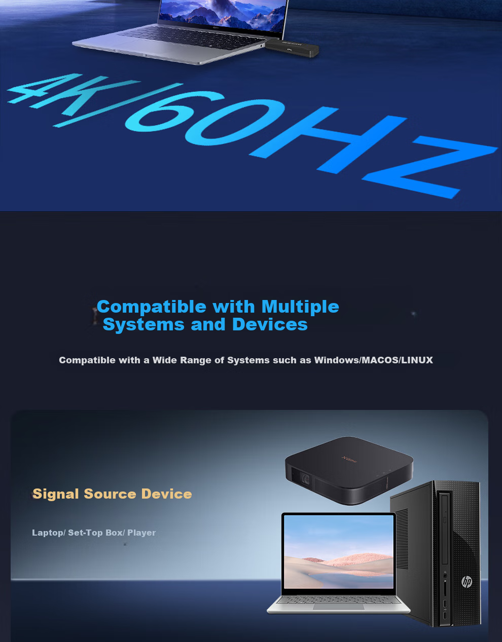 BOEGAM Wireless Screen Mirroring Device, 4K HD Conference Sharing, Compatible with Laptops for TV Display Projection, Point-To 50-Meter Transmission, BGCM401 HDMI Kit 5