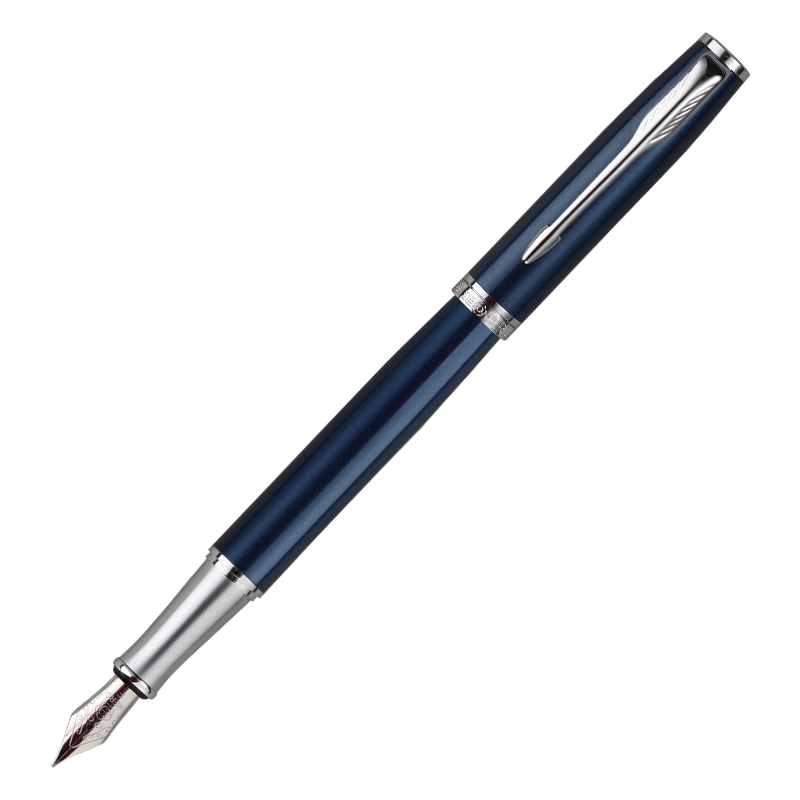 HERO E609 Extra Fine Iridium Nib Fountain Pen for Third Grade Elementary And Middle School Students' Handwriting Practice, Silver Clip Midnight Blue, Simple Packaging, EF Dark Nib