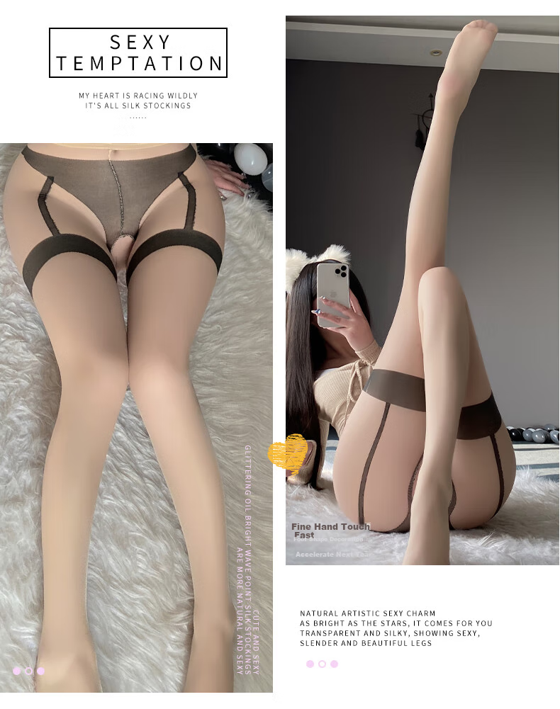 Zhenmei Women's Tear-Resistant Sexy Black Sheer Pantyhose with Fake Suspender, Nude Look, Model 7101 16