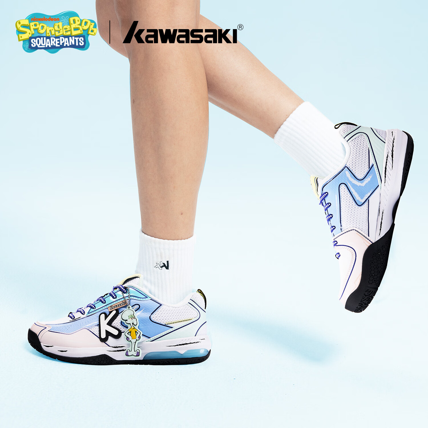KAWASAKI Badminton Shoes SpongeBob Collaboration Edition Sports Shoes for Men And Women C32026 Blue-Squid Brother Size 37