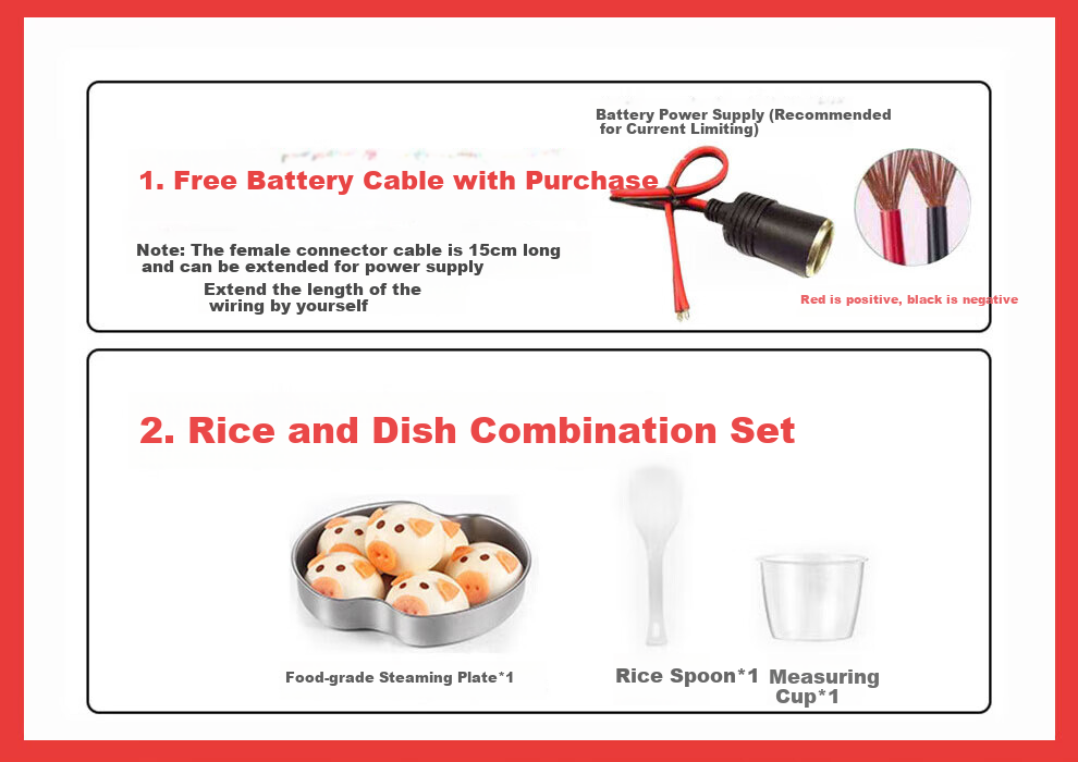 Yuwo Car Rice Cooker, 12V/24v, Compatible with Various Vehicles, 2L Large Capacity, Detachable Inner Pot 1