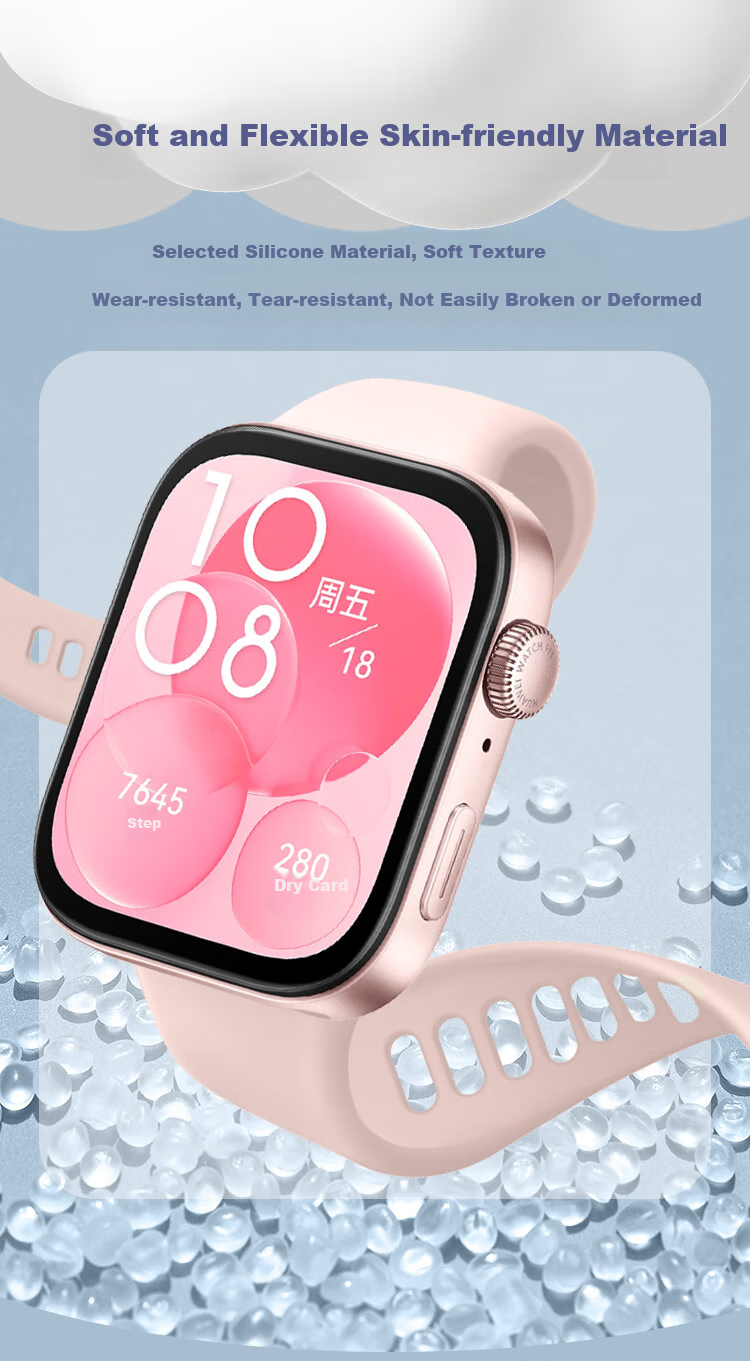 Freeson Compatible with Huawei WATCH Fit4 Watch Strap, Liquid Silicone Quick-Release Breathable Detachable Replacement Wristband, Pink, Huawei Fit4 Strap, Huawei Watch Band 3