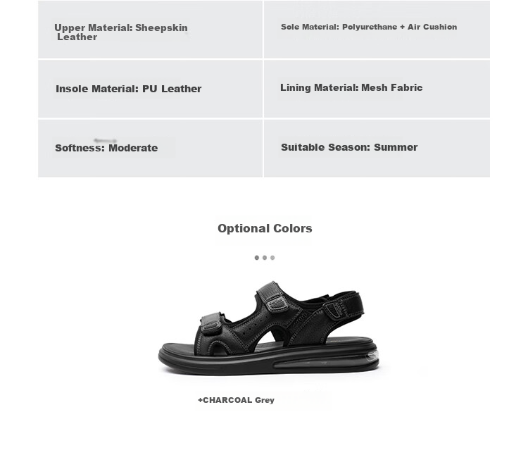 Goldlion Men's Sandals, Lightweight And Soft Casual Shoes, Comfortable And Durable Beach Shoes G596320255TRF Charcoal Gray Size 39 10