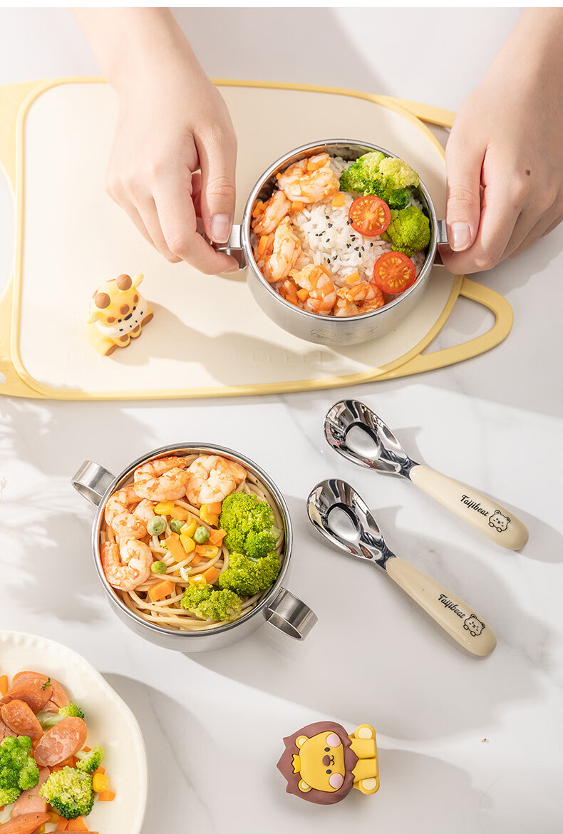 Guangyi Baby Food Bowl, Children's 316L Stainless Steel Soup Bowl, Infant-Specific Rice Porridge Eating Bowl And Spoon Tableware GY1420 2