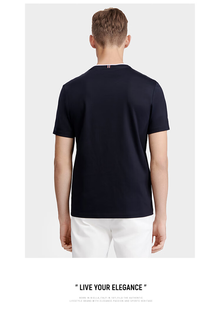 FILA Official Men's Short Sleeve T-Shirt Summer Simple Crew Neck Business Casual Commuter Tee 3