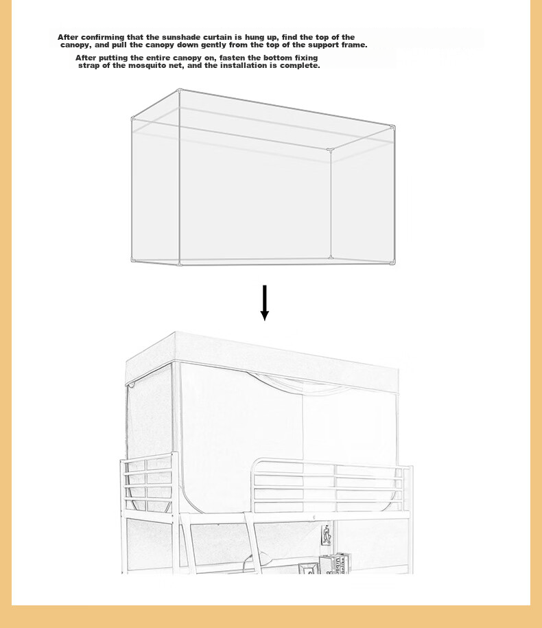FUANNA × JINGDONG Customized Student Fence Mosquito Net, Dormitory Bunk Bed Strong Light-Blocking Curtain, 90*190*110cm 15