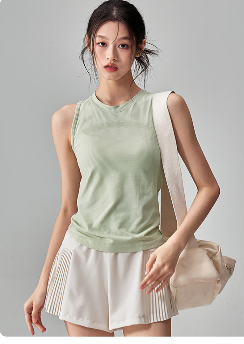 XUEXIMAN Summer Thin Quick-Dry Stretch Slimming Sleeveless Yoga Tank Top Running Training Sports T-Shirt 17