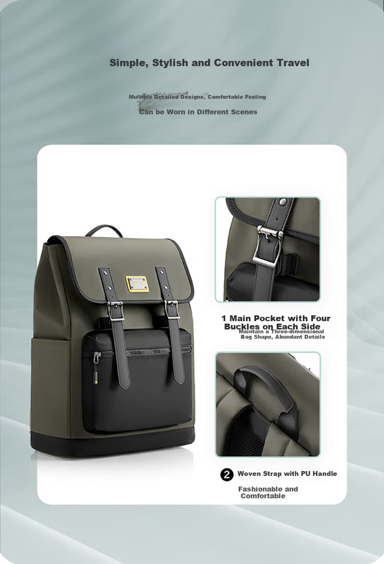 Xinxiuli Men's Backpack, 16-Inch Laptop Bag, Fashionable Travel Backpack, High-End Business Commuter Backpack for College Students 5