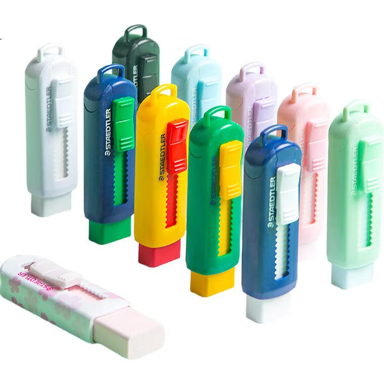 Ластик STAEDTLER Push-Pull, выдвижной, с блокировкой, с минимальным количеством крошек, чистый дизайн, для школьников, макаронный светло-зеленый