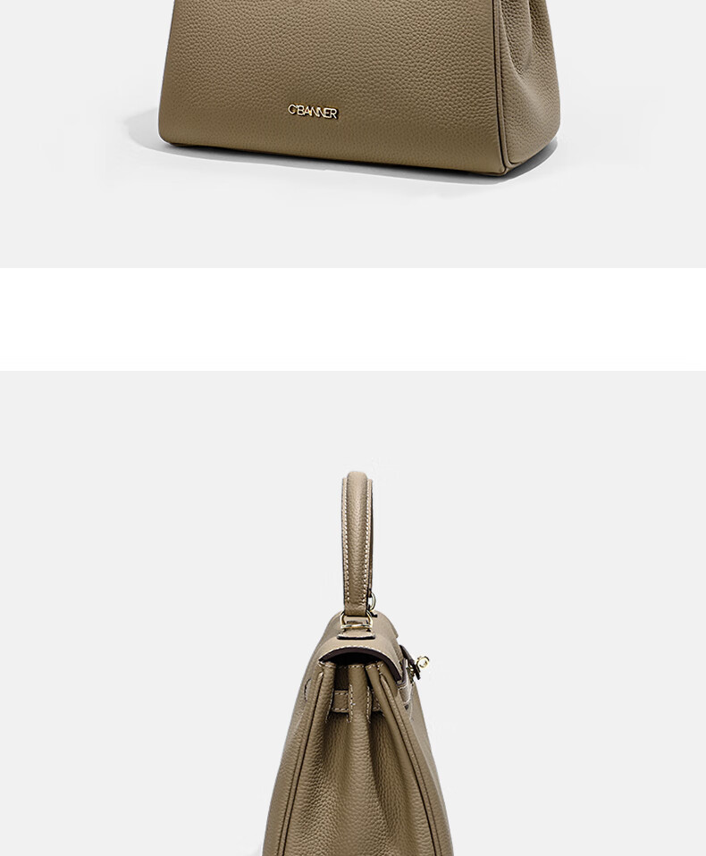 C.BANNER Top-Grain Leather Handbag, Kelly Bag, Tote Bag, Shoulder Bag, Crossbody Bag, Brand Birthday Gift for Girlfriend on May 20 4