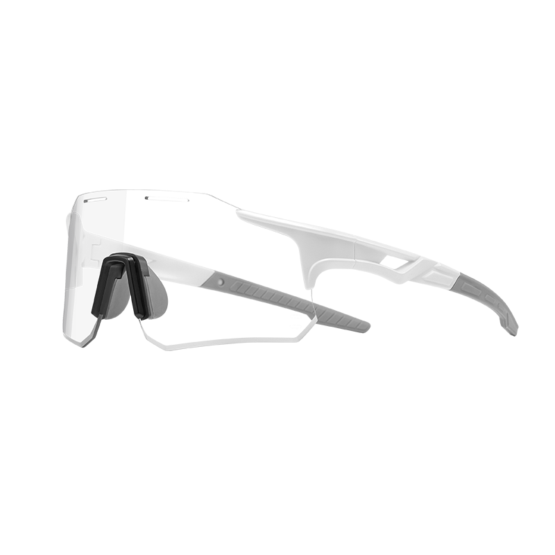 FENCHI Cycling Glasses Outdoor Sports Day and Night Use Photochromic Windproof Running Goggles White Frame Photochromic Lens