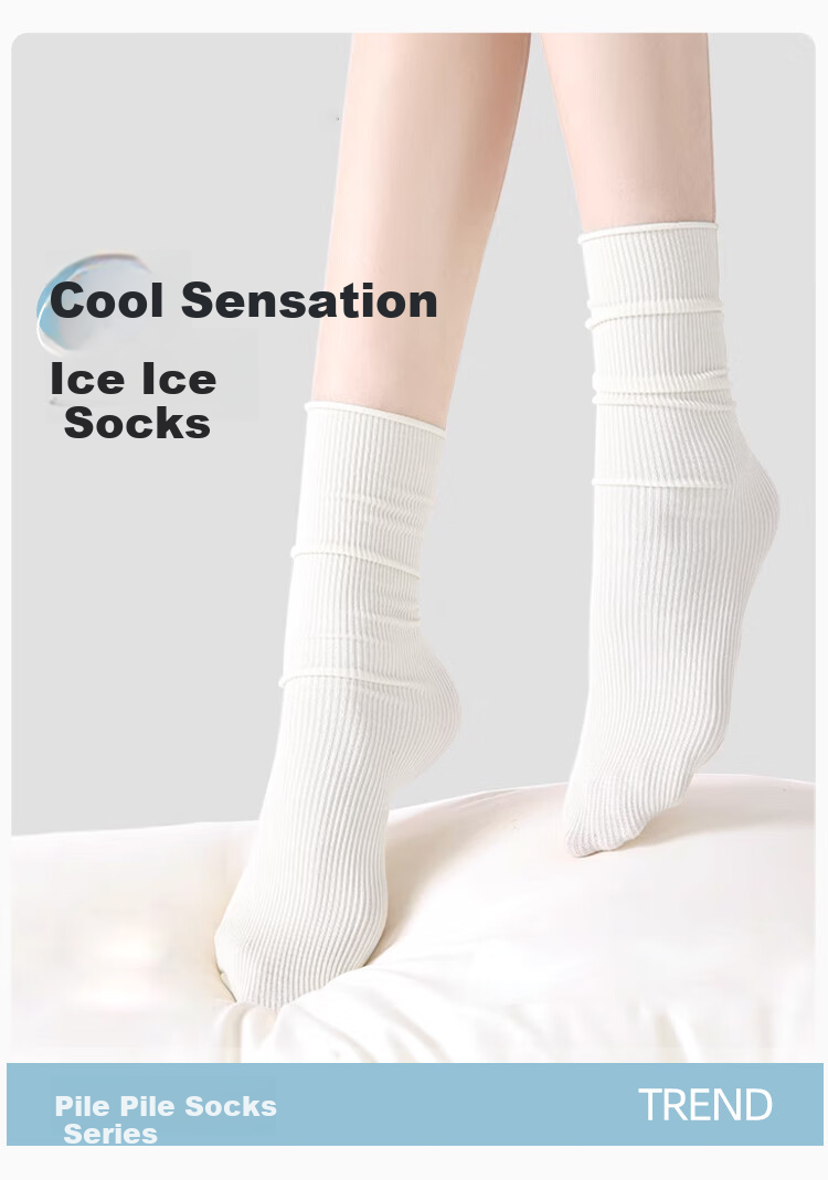 Ordifen 10 Pairs of Ice Silk Socks for Women, Cool And Breathable Mid-Calf Socks, Slouchy Socks, Antibacterial And Odor-Resistant Ice Silk Socks, White + Black 2